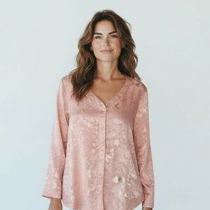 Victoria's Secret Vintage 90s Gold label Blush Pink Satin sleep shirt